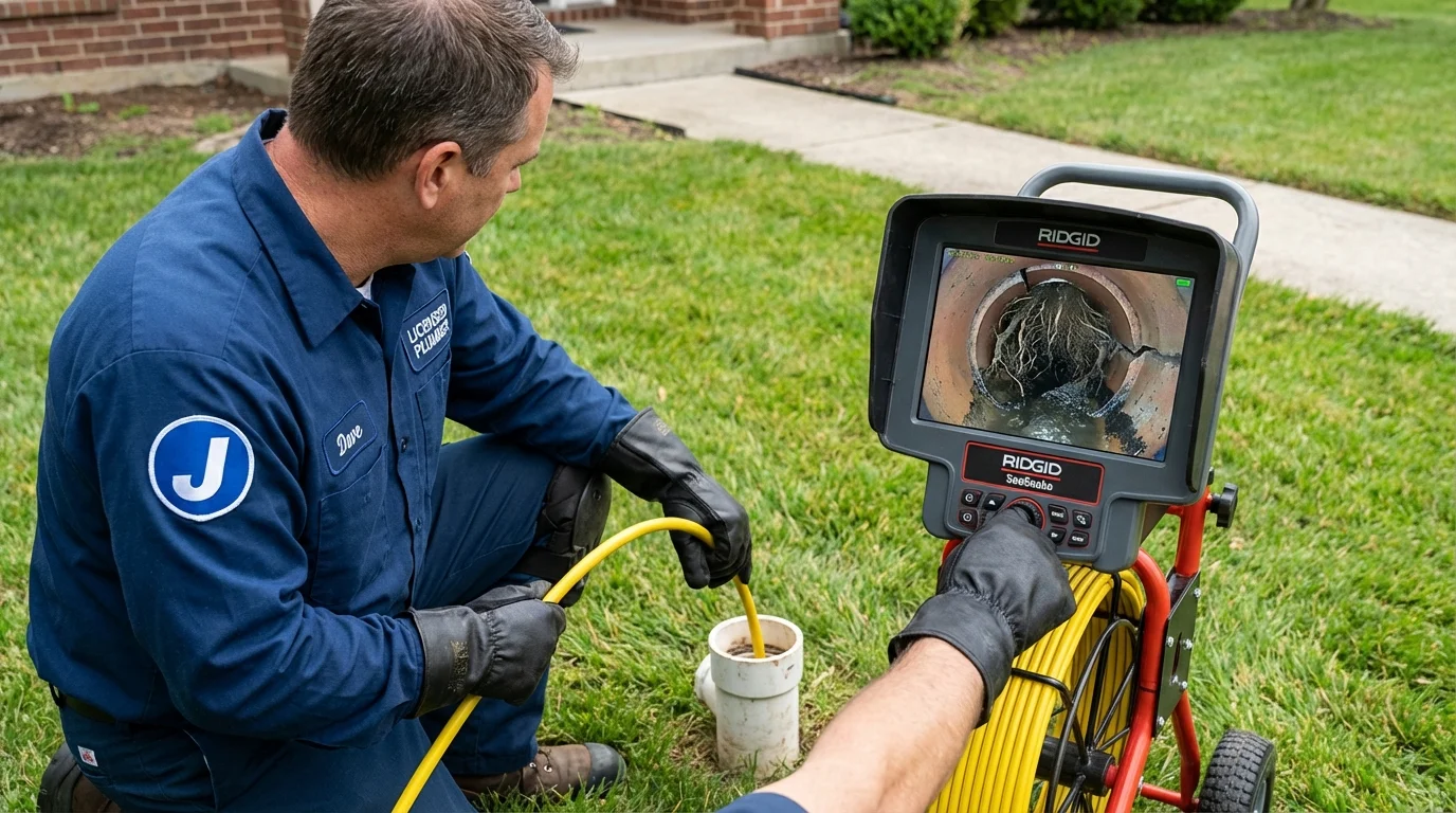 Sewer camera inspection being performed by Johns Plumbing LLC in Cando