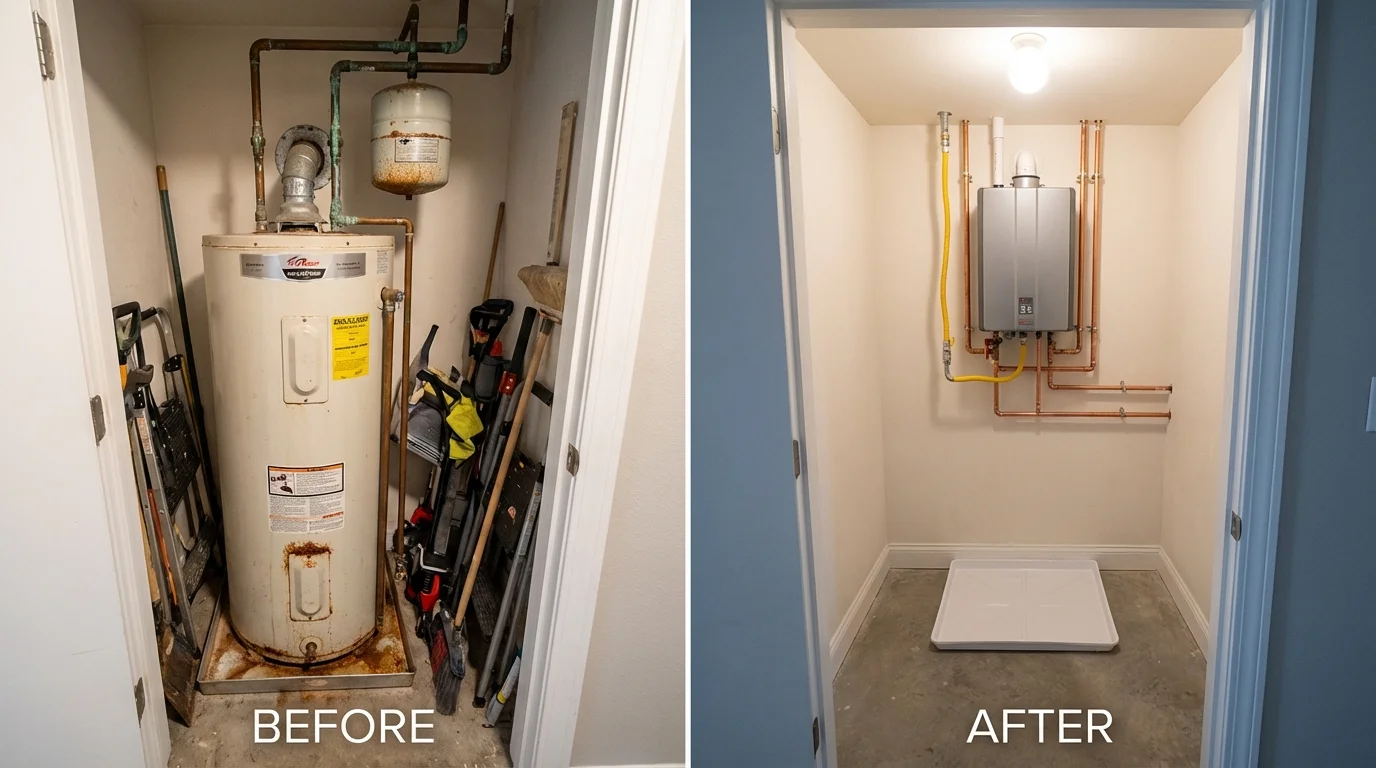 Tank water heater versus wall-mounted tankless unit comparison for Cando, ND homeowners