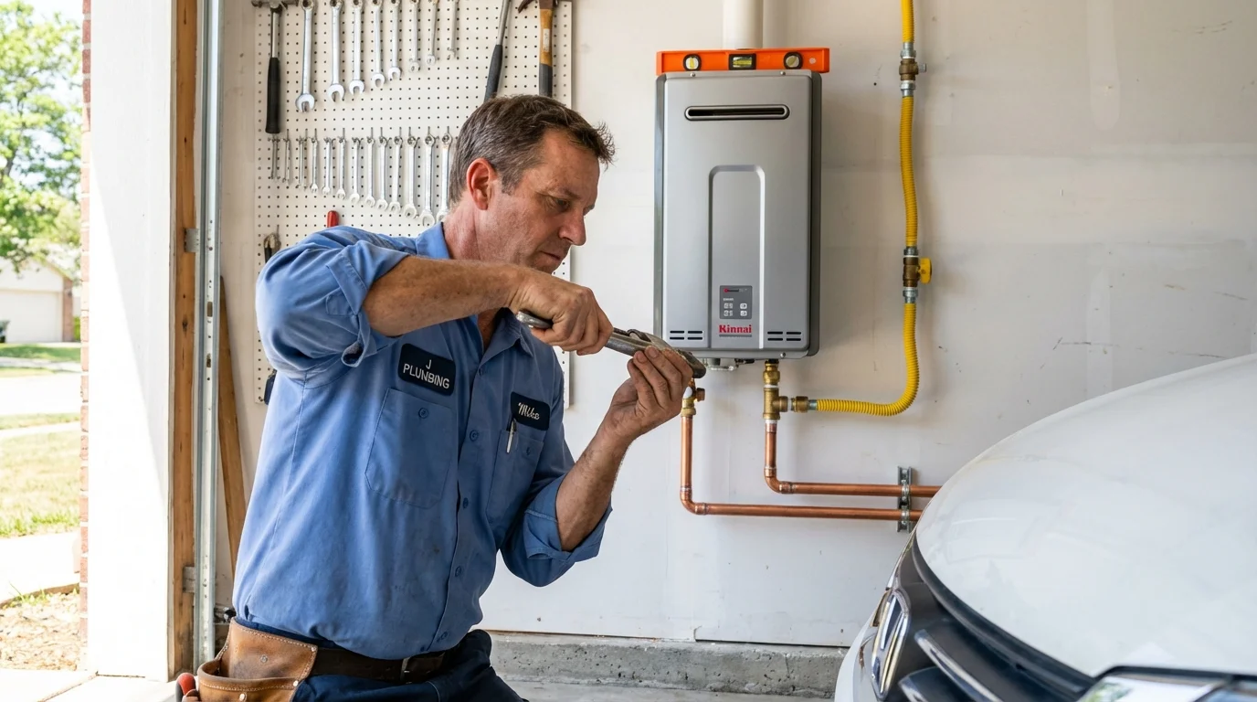 Tankless water heater installation by a Johns Plumbing LLC plumber in Cando